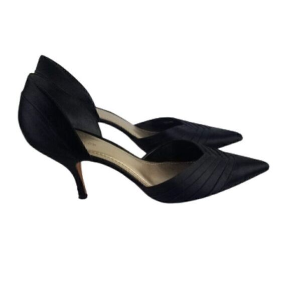 ANN Taylor Veronica Black Satin Pointed Toe Heels - Picture 7 of 8